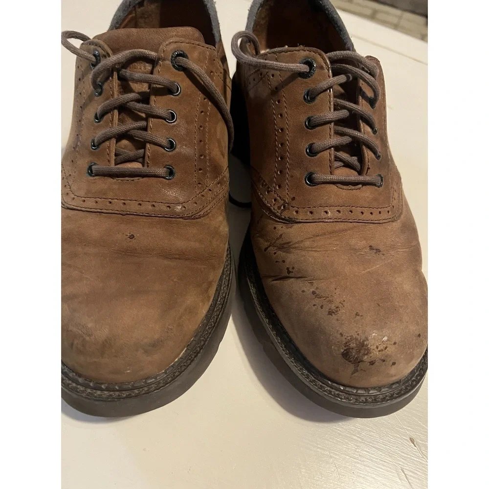 Rockport Waterproof Leather Oxford Shoes Mens 8W Brown Cap Toe Comfort Dress
